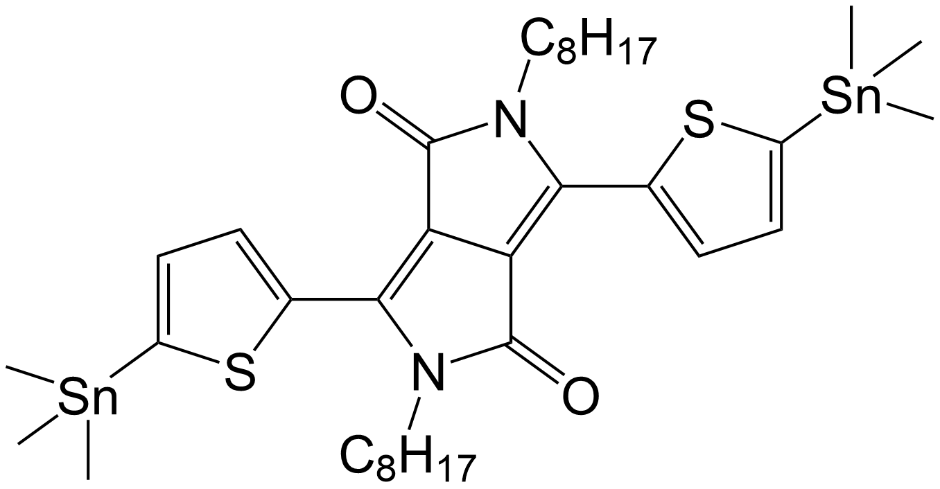 2,5-二辛基-3,6-双(5-(三甲基锡基)-噻吩-2-基)吡咯并3,4-C吡咯-1,4(2H,5H)-二酮/1613705-06-8